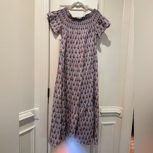 Marea Light Blue Floral Short-Sleeve Maxi Dress